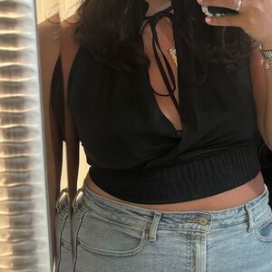 Boohoo Elegant Black Gathered Top